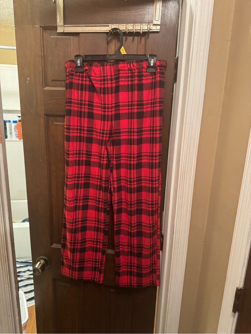 Boys Size 14-16 Holiday Time Red and Black Plaid Flannel Pants